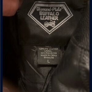 Diamond Plate Buffalo Leather Men's Black Bomber Jacket